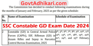 SSC GD Constable 2025 Exam Date